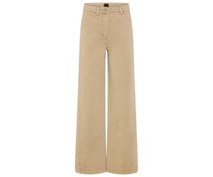 Webhose BOSS ORANGE "TMarlina Premium Damenmode", Damen, Gr. 42, N-Gr, light, pastel gelb 742, Twill, Obermaterial: 100% Baumwolle, unifarben, straight fit lang, Hosen, mit weitem Bein, 4-Pocket-Desig