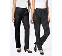 Webhose CLASSIC BASICS, Damen, Gr. 44, Normalgrößen, schwarz-weiß (schwarz, schwarz, weiß, gestreift), 100% Polyester, gemustert, gestreift, unifarben, lang, Hosen (88508955-44) schwarz, schwarz, weiß