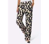 Webhose CREATION L, Damen, Gr. 44, Normalgrößen, schwarz (sand, schwarz, bedruckt), 100% Viskose, gemustert, Hosen (46236143-44) sand, schwarz, bedruckt