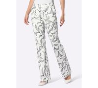 Webhose HEINE, Damen, Gr. 36, Normalgrößen, ecru, schwarz, bedruckt, 98% Baumwolle, 2% Elasthan, bedruckt, geblümt, gemustert, mehrfarbig, lang, Hosen (99998551-36) ecru, schwarz, bedruckt
