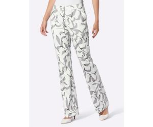 Webhose HEINE, Damen, Gr. 36, Normalgrößen, ecru, schwarz, bedruckt, 98% Baumwolle, 2% Elasthan, bedruckt, geblümt, gemustert, mehrfarbig, lang, Hosen (99998551-36) ecru, schwarz, bedruckt