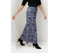 Webhose LASCANA, Damen, Gr. 42, N-Gr, blau leo, Satin, Obermaterial: 100% Polyester, animal-print, figurumspielend lang, Hosen, aus leichter Satinqualität, weite Palazzohose, Stoffhose (52179566-42) b