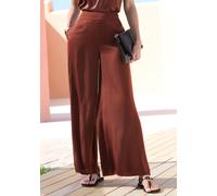 Webhose LASCANA, Damen, Gr. 42, N-Gr, braun, Satin, Obermaterial: 100% Polyester, unifarben, figurumspielend lang, Hosen, aus leichter Satinqualität, luftige Sommerhose mit Taschen, elegant (30049244-