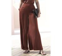 Webhose LASCANA, Damen, Gr. 38, N-Gr, braun, Satin, Obermaterial: 100% Polyester, unifarben, figurumspielend lang, Hosen, aus leichter Satinqualität, weite Palazzohose mit Taschen, Stoffhose (30049244