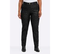 Webhose SHEEGO, Damen, Gr. 54, Normalgrößen, schwarz (schwarz, bedruckt), 78% Viskose, 19% Polyamid, 3% Elasthan, bedruckt, gemustert, mehrfarbig, Hosen (89833524-54) schwarz, bedruckt