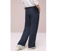 Webhose STREET ONE "Style Emee", Damen, Gr. 40, Länge 32, shadowed navy, Web, Obermaterial: 90% Modal, 10% Polyester, unifarben, loose fit lang, Hosen, Wide Leg Hose mit Crochet Tape (36792754-40) sha
