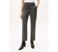Webhose TOMMY HILFIGER "PINSTRIPE SLIM STRAIGHT PANT", Damen, Gr. 38, N-Gr, mid grau heather pinstripe, Web, Obermaterial: 63% Polyester, 34% Viskose, 3% Elasthan, Nadelstreifen, gestreift, meliert, s
