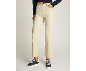 Webhose TOMMY JEANS "TJW LAYLA HR SLIM STR", Damen, Gr. 33, Länge 30, weiß (ancient weiß), Web, Obermaterial: 100% Baumwolle, unifarben, slim fit knöchellang, Hosen, in Unifarbe (56633750-33) ancient 