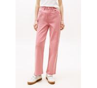 Webhose TOMMY JEANS "TJW LAYLA HR SLIM STR GMD", Damen, Gr. 33, Länge 32, tahiti berry, Web, Obermaterial: 97% Baumwolle, 3% Elasthan, unifarben, figurbetont normal, Hosen (35251159-33) tahiti berry