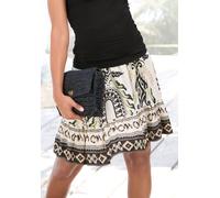 Webrock BUFFALO, Damen, Gr. 44, sand, khaki bedruckt, Web, Obermaterial: 100% Viskose, bedruckt, figurumspielend kniefrei, Röcke, mit Alloverprint, Sommerrock, A-Linie (14211631-44) sand, khaki bedruc