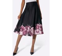 Webrock CREATION L, Damen, Gr. 42, schwarz (schwarz, hortensie, bedruckt), 95% Polyester, 5% Elasthan, geblümt, gemustert, wadenlang, Röcke (61949123-42) schwarz, hortensie, bedruckt