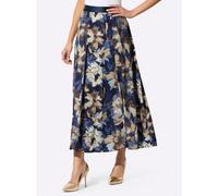 Webrock CREATION L, Damen, Gr. 46, beige (marine, champagner, bedruckt), 100% Polyester, bedruckt, geblümt, gemustert, mehrfarbig, lang, Röcke (39881712-46) marine, champagner, bedruckt