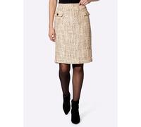 Webrock HEINE, Damen, Gr. 44, beige (champagner, sand, gemustert), 90% Polyester, 10% Polyacryl, gemustert, mehrfarbig, kurz, Röcke (48858956-44) champagner, sand, gemustert