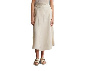 Webrock MARC O'POLO "aus TENCEL™ Lyocell-Leinen-Mix", Damen, Gr. 34, beige (m195), Obermaterial: 90% Lyocell, 10% Leinen, unifarben, ausgestellt wadenlang, Röcke (95102246-34) m195