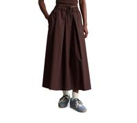 Webrock MARC O'POLO DENIM "aus Papertouch-Popeline", Damen, Gr. XS, braun (burnt aubergine), Obermaterial: 100% Baumwolle, gestreift, normal wadenlang, Röcke (96012628-XS) burnt aubergine