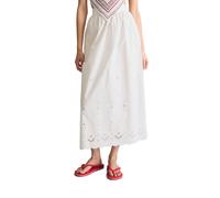 Webrock MARC O'POLO DENIM "mit Broderie Anglaise", Damen, Gr. L, silky weiß, Obermaterial: 100% Baumwolle, unifarben, normal wadenlang, Röcke (18135158-L) silky weiß