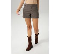 Webshorts ANISTON CASUAL, Damen, Gr. 46, N-Gr, anthrazit, dunkelbraun, helltaupe, hellbraun, Web, Obermaterial: 65% Polyester, 33% Viskose, 2% Elasthan, Jacquardmuster, kariert, figurumspielend kurz,