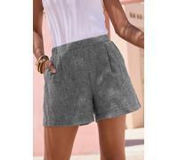 Webshorts BUFFALO "aus strukturierter Webware mit Melange-Optik", Damen, Gr. 38, N-Gr, anthrazit meliert, Web, Obermaterial: 100% Polyester, meliert, figurumspielend ca. Mitte Oberschenkel, Hosen, kur