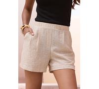 Webshorts BUFFALO "aus strukturierter Webware mit Melange-Optik", Damen, Gr. 40, N-Gr, beige meliert, Web, Obermaterial: 100% Polyester, meliert, figurumspielend ca. Mitte Oberschenkel, Hosen, kurze S