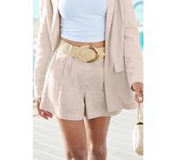 Webshorts LASCANA, Damen, Gr. 42, N-Gr, beige, Web, Obermaterial: 55% Leinen, 45% Viskose, unifarben, gerade, Hosen, aus Leinen-Viskose-Mix (41219849-42) beige