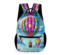 WECECE Kinderrucksack Hot air Balloon 6-12 Jahre für Jungen Rucksack Schule Landschaft für Mädchen Klasse 2 School Bag Bücher Hefte Schulhefte Trinkflasche Grundschule Reise Outdoor