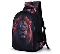 WECECE Löwe Muster Tagesrucksack für Mädchen und Jungen Kinderrucksack Tier 13 Jahre Schulrucksack Klasse 6-8 Rucksack Schüler verstellbare Schultergurte Schulausflug und Sport