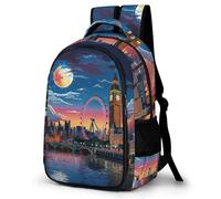 WECECE Ranzen London Stadtbild 11-15 Jahre Mädchen Schulranzen 5. Klasse Jungen Büchertasche Grundschule Schultasche London Big Ben verstellbare Schultergurte Reise und Outdoor