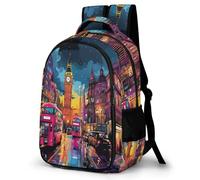 WECECE Ranzen mit London Big Ben 1. Klasse Jungen Tagesrucksack 8 Jahre Mädchen Schulranzen London Stadtbild Schulrucksack Grundschule verstellbare Schultergurte Schule und Alltag