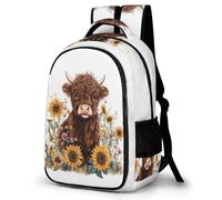 WECECE Rucksack Rind Design Teenager 8 Jahre Kinderrucksack mit Highland-Kuh Jungen Klasse 5-7 Backpack für Kinder robust Geschenk zur Einschulung Schulweg für Bücher Hefte