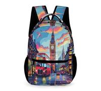 WECECE Schulranzen London Stadtlandschaft Jungen 10 Jahre Rucksack London Groß Ben Klasse 5 Schultasche modern 43x32x15 cm für Bücher Hefte für tägliche Nutzung