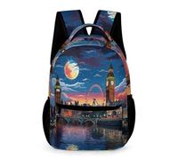WECECE Schulranzen London Stadtlandschaft Teenager 6 Jahre Rucksack London Groß Ben Klasse 1 Schultasche groß 43x32x15 cm für Schulweg Reise für Bücher Hefte