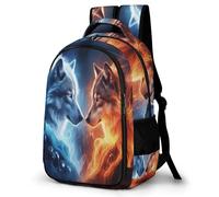 WECECE Schulrucksack Teenager Jungen 8-12 Jahre, 2026 Rucksack Schule Mit Wolf Pattern Grundschüler/Schüler Der Mittelstufe Schulranzen Tiere Wölfe Outdoor Schultasche