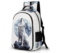 WECECE Schulrucksack Teenager Jungen 8-12 Jahre, 2026 Rucksack Schule Mit Wolves Moon Grundschüler/Schüler Der Mittelstufe Schulranzen Full Moon Wolf Outdoor Schultasche