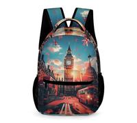 WECECE Schultasche London Groß Ben Kinder Jungen Klasse 1-2 Rucksack mit London Stadtbild für Mädchen 7 Jahre Daypack stabiler Griff Schulhefte Trinkflasche Schulausflug Alltag