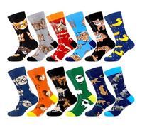WeciBor Bunt Lustige Herren Neuheit Socken Geschenk, 12 Paar Mehrfarbig Tier, Größe 43-46