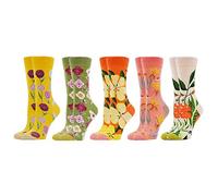 WeciBor Damen Lustige Bunte Socken, 5 Paar Mehrfarbig Blume, Größe 39-42