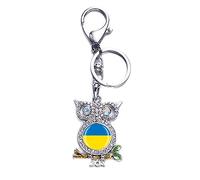 Wedarego 3D Ukraine Flagge Eule Form Metall Schlüsselanhänger Souvenir Tasche Dekoration Männer Frauen Anhänger Zubehör Geschenk, Flagge der Ukraine, 10 × 4 cm