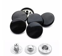 Weddecor 15mm Snap Verbindungen Groß 4 Teile Druckknöpfe Nahtfreies Knöpfe für Lederhandwerk, Nähen, Jacken, Hemden, Stoff Reparatur DIY Projekte, 10pcs - Glänzend Schwarz, 10pcs