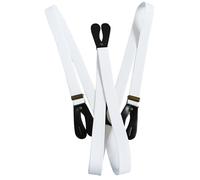 WedDecor 25mm Herren Elastische Hosenträger Y-Form, Verstellbar Knopfloch Hosenträger für Hosen, Jeans, Hose, Mode Zubehör für Hochzeit, Partys, Formelle Anlässe, Freizeit, Weiß mit Schwarz