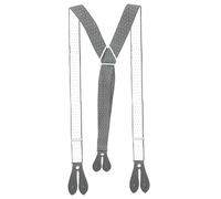 WedDecor 25mm Herren Elastische Hosenträger Y-Form, Verstellbar Knopfloch Hosenträger für Hosen, Jeans, Hose, Mode Zubehör für Hochzeit, Partys, Formelle Anlässe, Freizeit, Grau mit Weißen Punkte