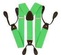 WedDecor 25mm Hosenträger Elastisch Verstellbar Leder Knopf Löcher Solid Y-Form Hose Rutschfeste Verriegelung Stark Clips Schlaufen Herren Damen Mode Zubehör - Grün, 44"