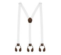 WedDecor 25mm Hosenträger Elastisch Verstellbar Leder Knopf Löcher Solid Y-Form Hose Rutschfeste Verriegelung Stark Clips Schlaufen Herren Damen Mode Zubehör - WeiÃŸ, 44"