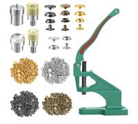 WedDecor 4-Part Snap Verbindungen, Groß Druckknöpfe Befestigung Schablonen Set Mit Universal Die Grün Maschine Handpresse, Installation Werkzeug für Stoff, Jacken, DIY Leder Handwerk, 15mm