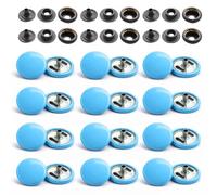 WedDecor Druckknöpfe, strapazierfähig, Metall, nickelfrei, 4-teilige Nieten für Lederarbeiten, Jacken, Taschen, Riemen, Jeans, Kleidungsreparatur, 15 mm, Beige, 10er Set 50 hellblau