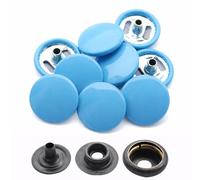 WedDecor Druckknöpfe, strapazierfähig, Metall, nickelfrei, 4-teilige Nieten für Lederarbeiten, Jacken, Taschen, Riemen, Jeans, Kleidungsreparatur, 15 mm, Beige, 10er Set 10 hellblau
