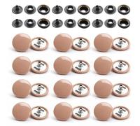 WedDecor Druckknöpfe, strapazierfähig, Metall, nickelfrei, 4-teilige Nieten für Lederarbeiten, Jacken, Taschen, Riemen, Jeans, Kleidungsreparatur, 15 mm, Beige, 10er Set 50 beige
