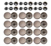 WedDecor Druckknöpfe, strapazierfähig, Metall, nickelfrei, 4-teilige Nieten für Lederarbeiten, Jacken, Taschen, Riemen, Jeans, Kleidungsreparatur, 15 mm, Beige, 10er Set 50 gunmetal