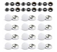 WedDecor Druckknöpfe, strapazierfähig, Metall, nickelfrei, 4-teilige Nieten für Lederarbeiten, Jacken, Taschen, Riemen, Jeans, Kleidungsreparatur, 15 mm, Beige, 10er Set 50 weiß