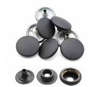 WedDecor Druckknöpfe, strapazierfähig, Metall, nickelfrei, 4-teilige Nieten für Lederarbeiten, Jacken, Taschen, Riemen, Jeans, Kleidungsreparatur, 15 mm, Beige, 10er Set 10 matte black