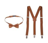 WedDecor Kinder Hosenträger Fliege Set, Einfarbig mit Starker Clip, Unisex Verstellbar Hosenträger Und Fliege Satz, Voll Elastisch Gewebt Bowtie Satz für Hochzeit, 25mm Breit